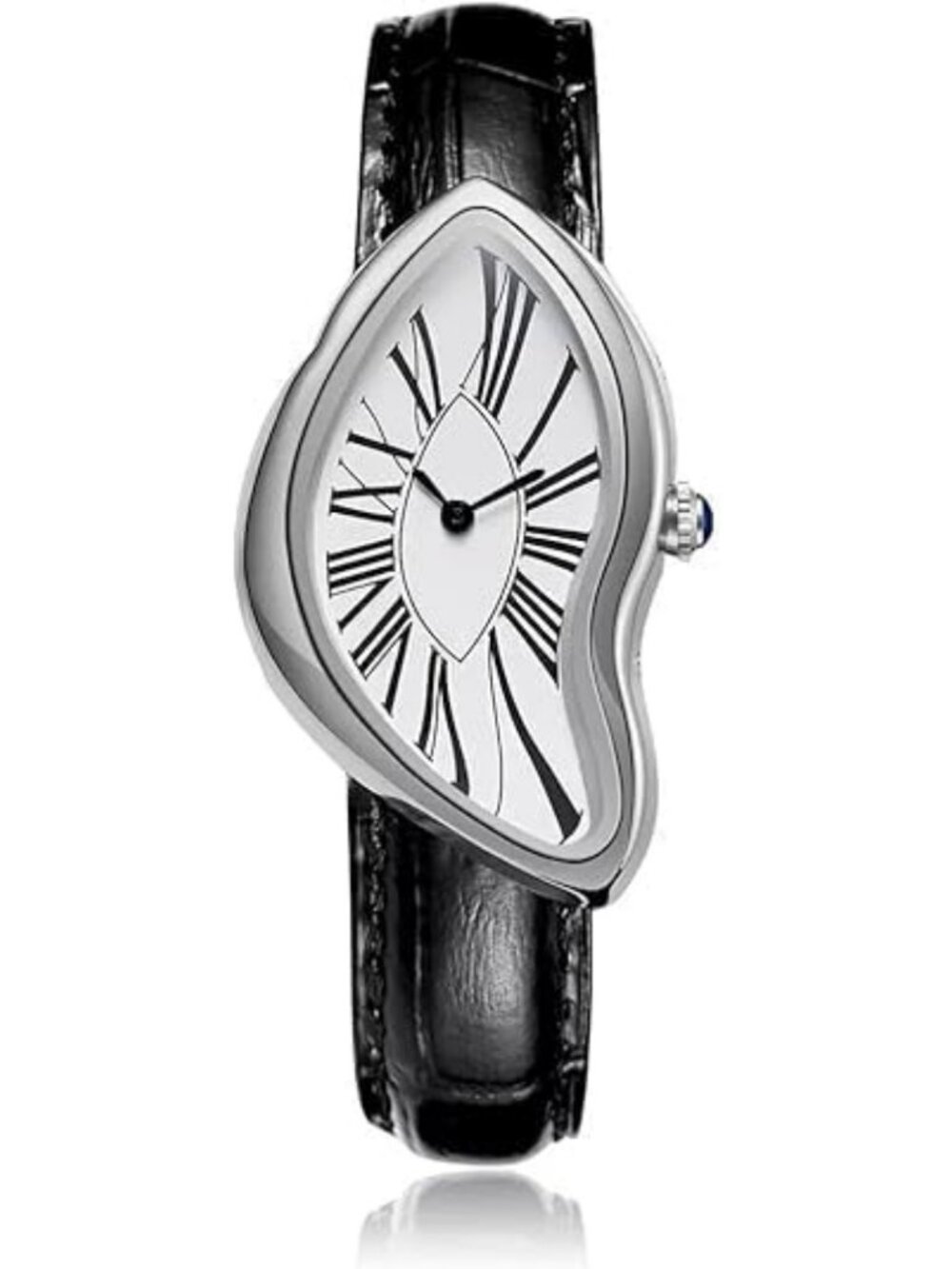 Stylish Irregular Men's Watch - Gold-Plated Case, Roman Numerals, Black Leather